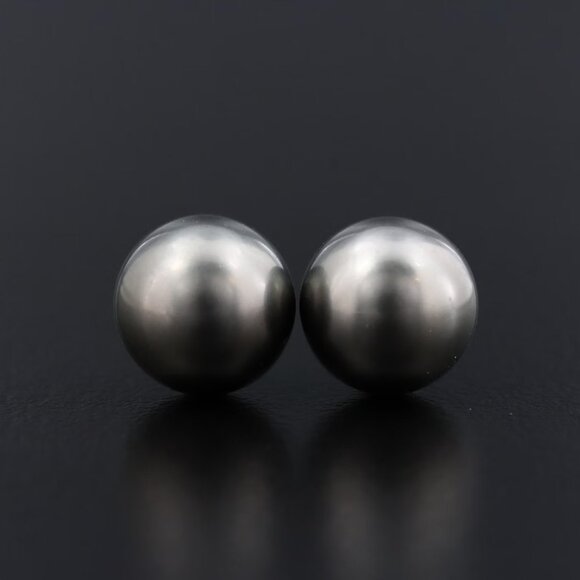 Mikimoto 18K Dark Grey Pearl Solitaire Earrings - Picture 1 of 5